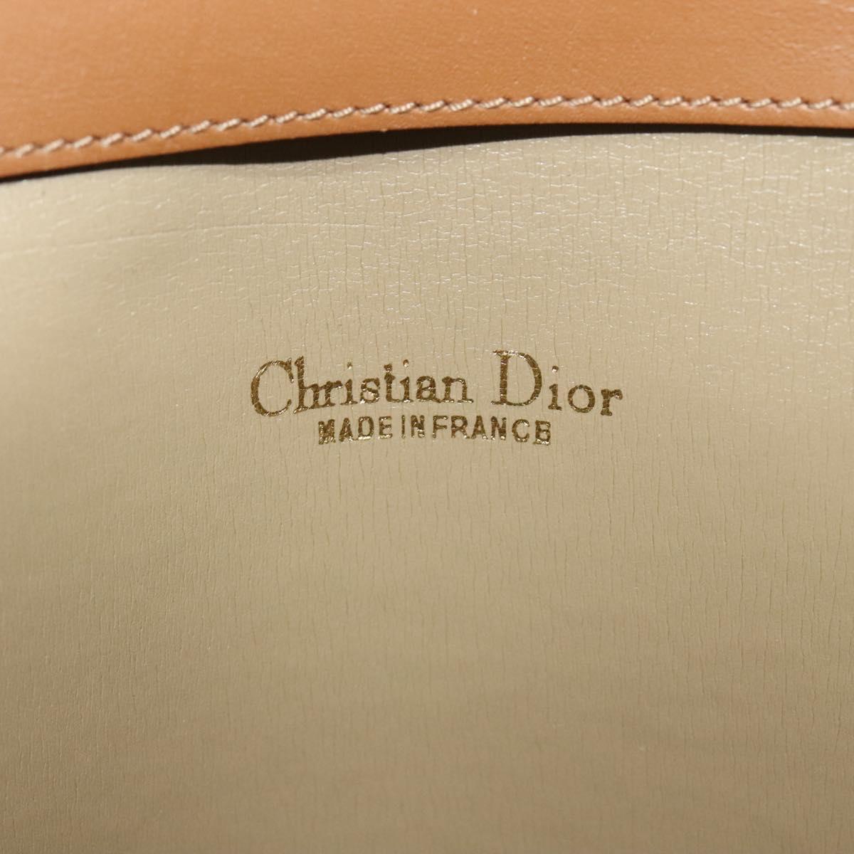 Christian Dior Honeycomb Canvas Hand Bag PVC Leather Beige Auth 110505