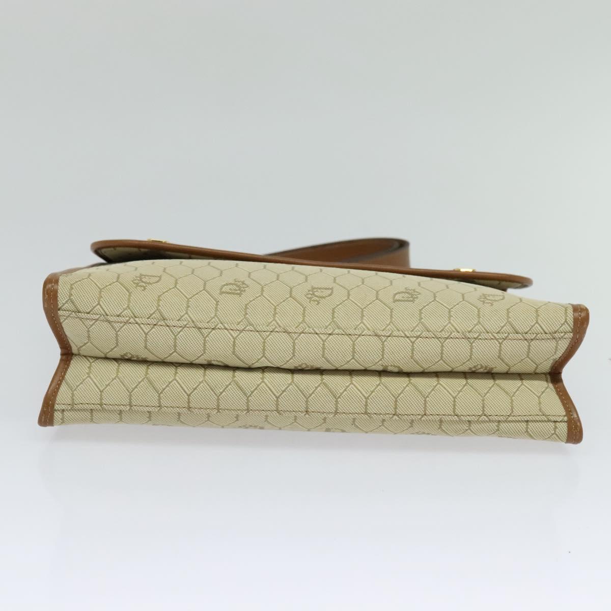 Christian Dior Honeycomb Canvas Hand Bag PVC Leather Beige Auth 110505