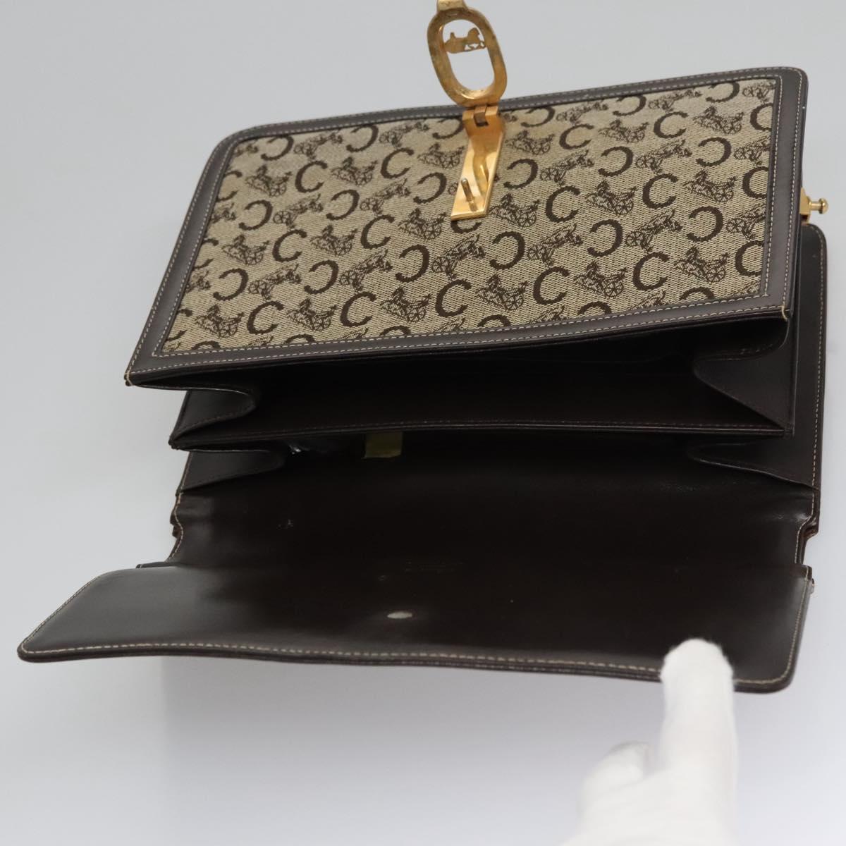 CELINE C Macadam Canvas Shoulder Bag Beige Brown Auth 110506