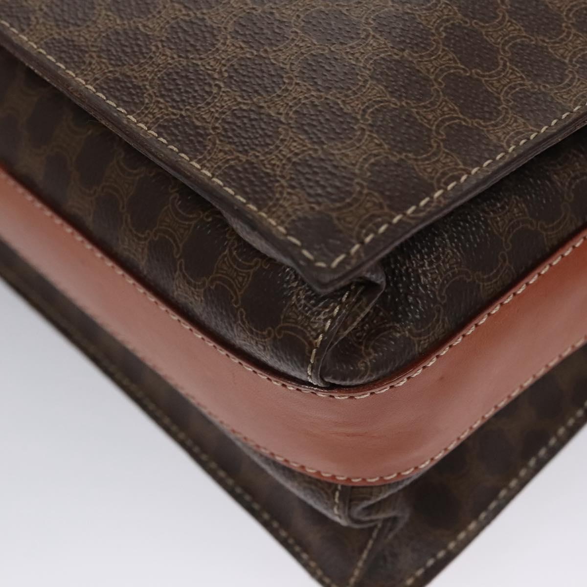 CELINE Macadam Canvas Shoulder Bag PVC Leather Brown Auth 110507