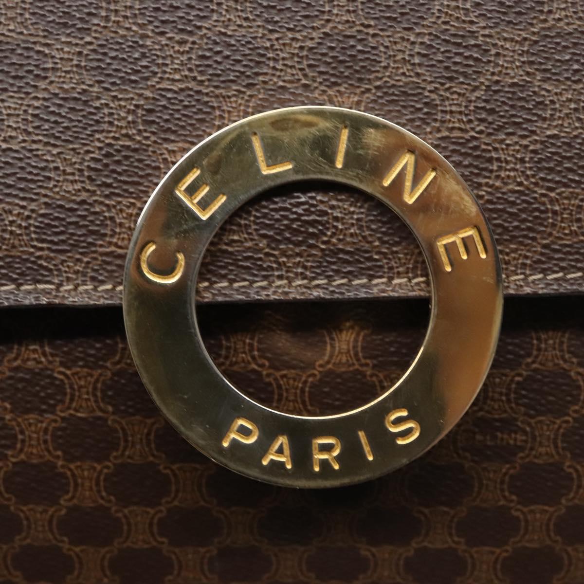 CELINE Macadam Canvas Shoulder Bag PVC Leather Brown Auth 110507