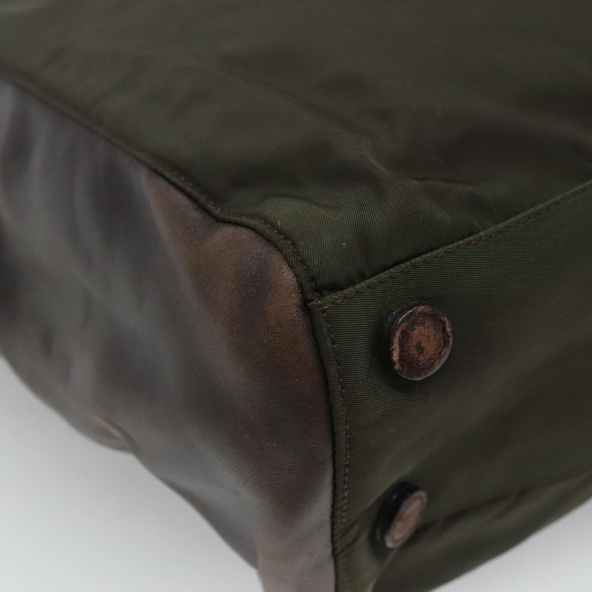 PRADA Tote Bag Nylon Green Auth 110543