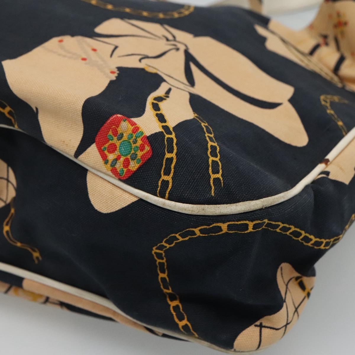 CHANEL Mademoiselle Tote Bag Canvas Navy CC Auth 110544A