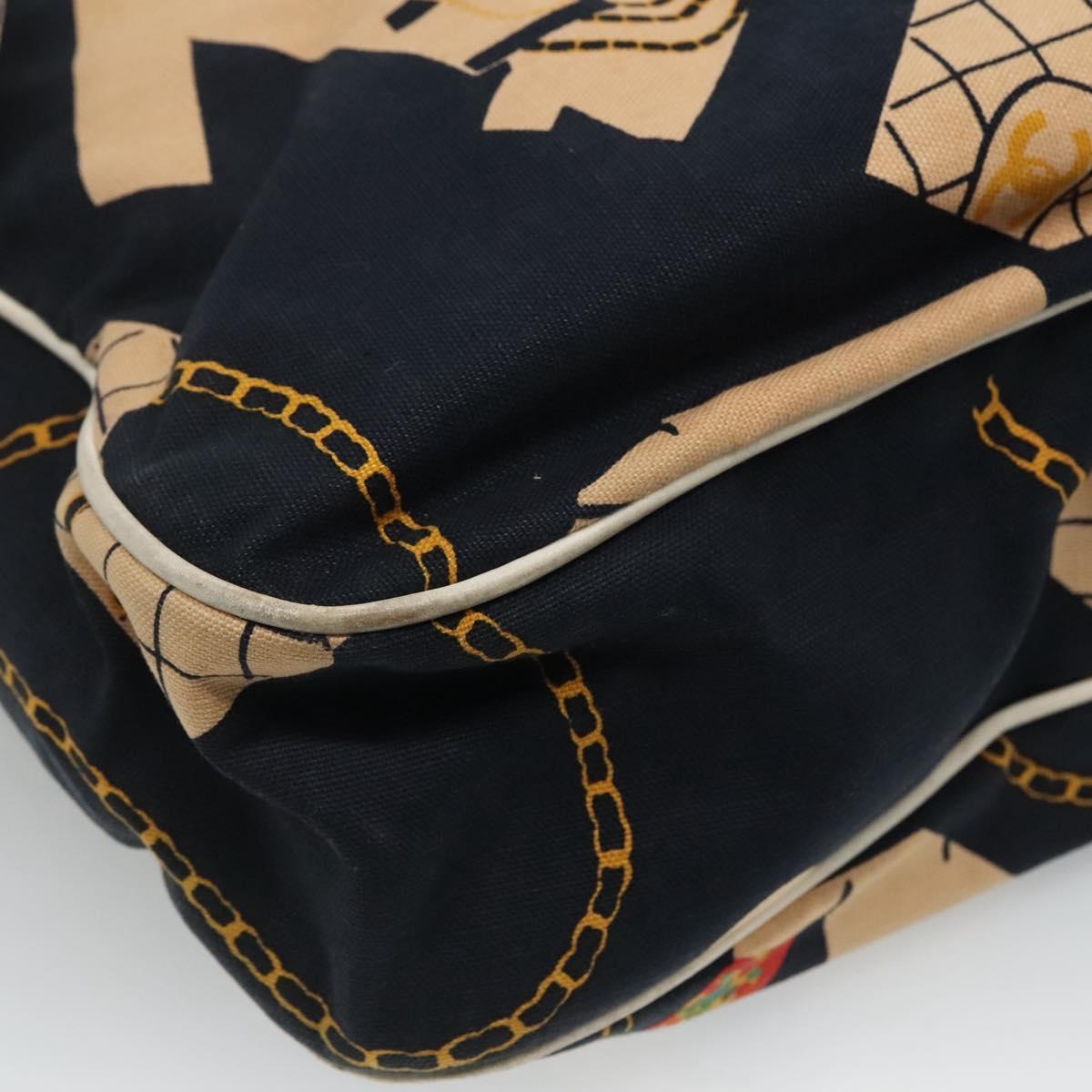 CHANEL Mademoiselle Tote Bag Canvas Navy CC Auth 110544A