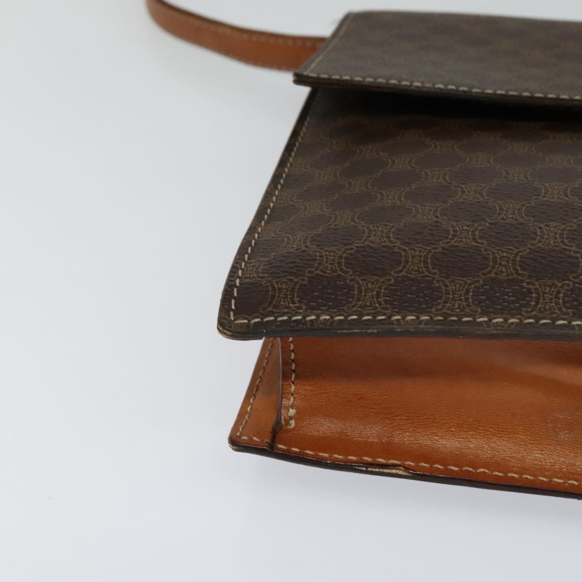 CELINE Macadam Canvas Shoulder Bag PVC Leather Brown Auth 110551