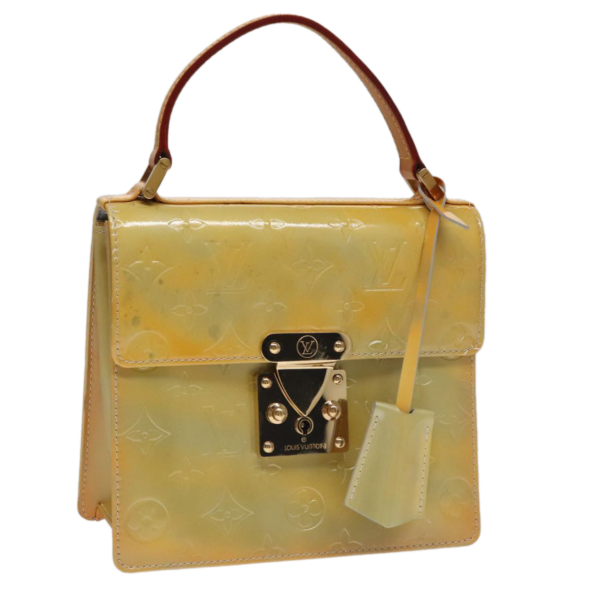 LOUIS VUITTON Monogram Vernis Spring Street Hand Bag Gris M91029 LV Auth 110627