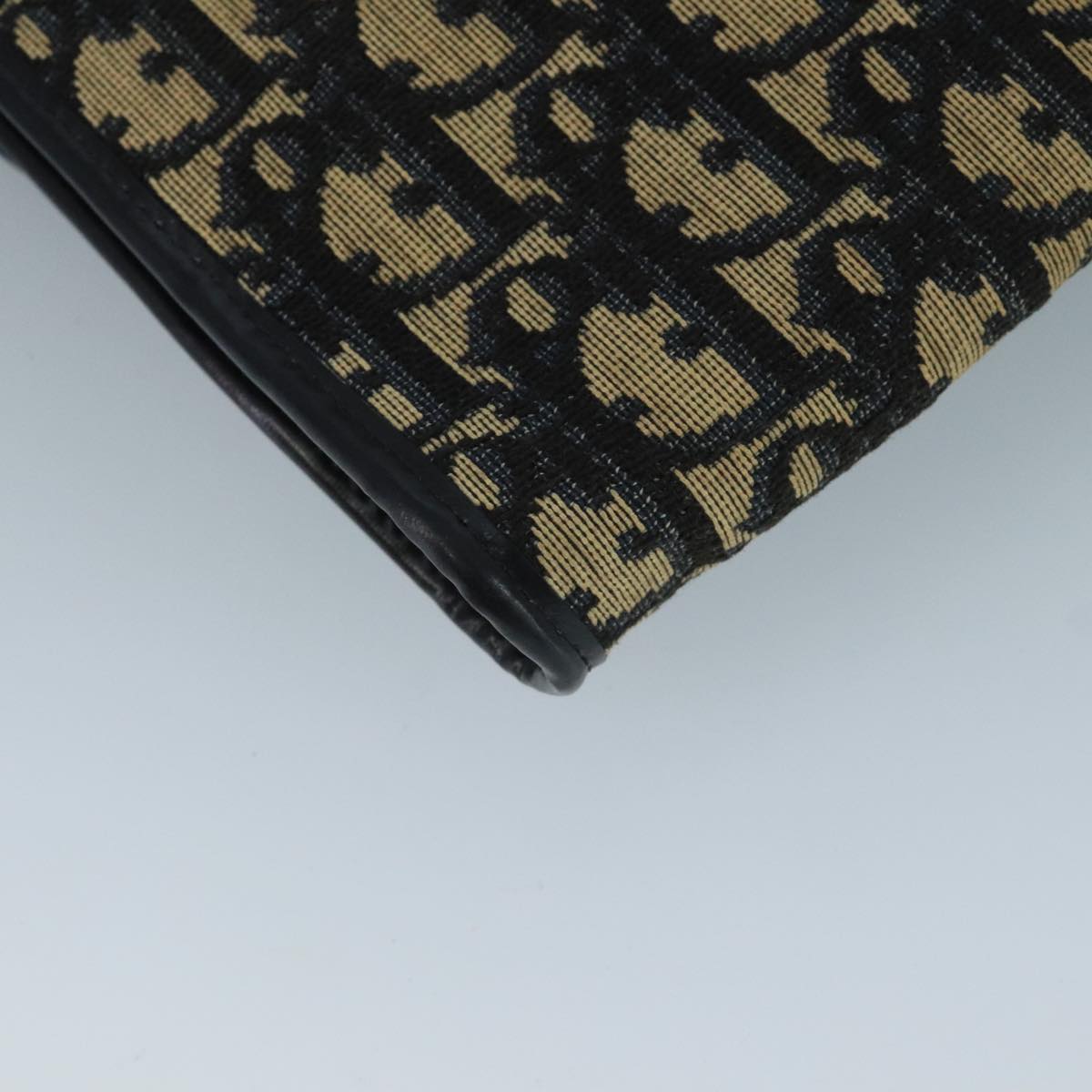 Christian Dior Trotter Canvas Shoulder Bag Navy Gold Auth 110661