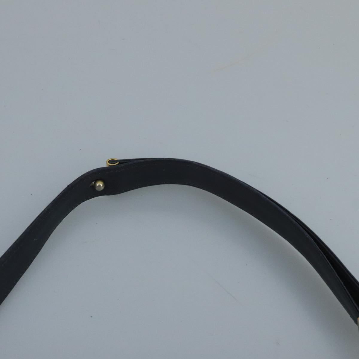 Christian Dior Trotter Canvas Shoulder Bag Navy Gold Auth 110662