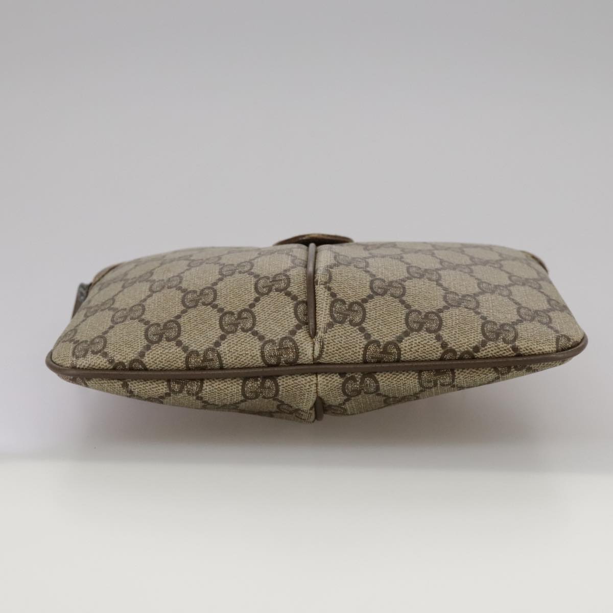 GUCCI GG Supreme Web Sherry Line Shoulder Bag PVC Beige Gold Auth 110668