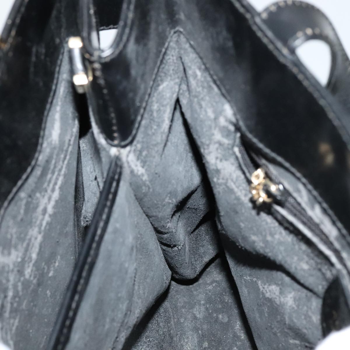 GUCCI Hand Bag Leather 2way Black Gold 000 2046 0562 Auth 110671