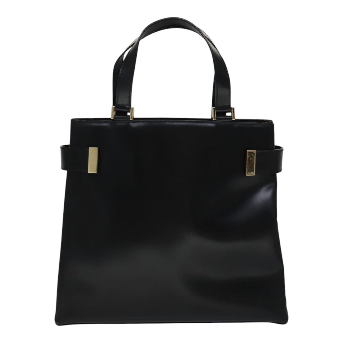 GUCCI Hand Bag Leather 2way Black Gold 000 2046 0562 Auth 110671