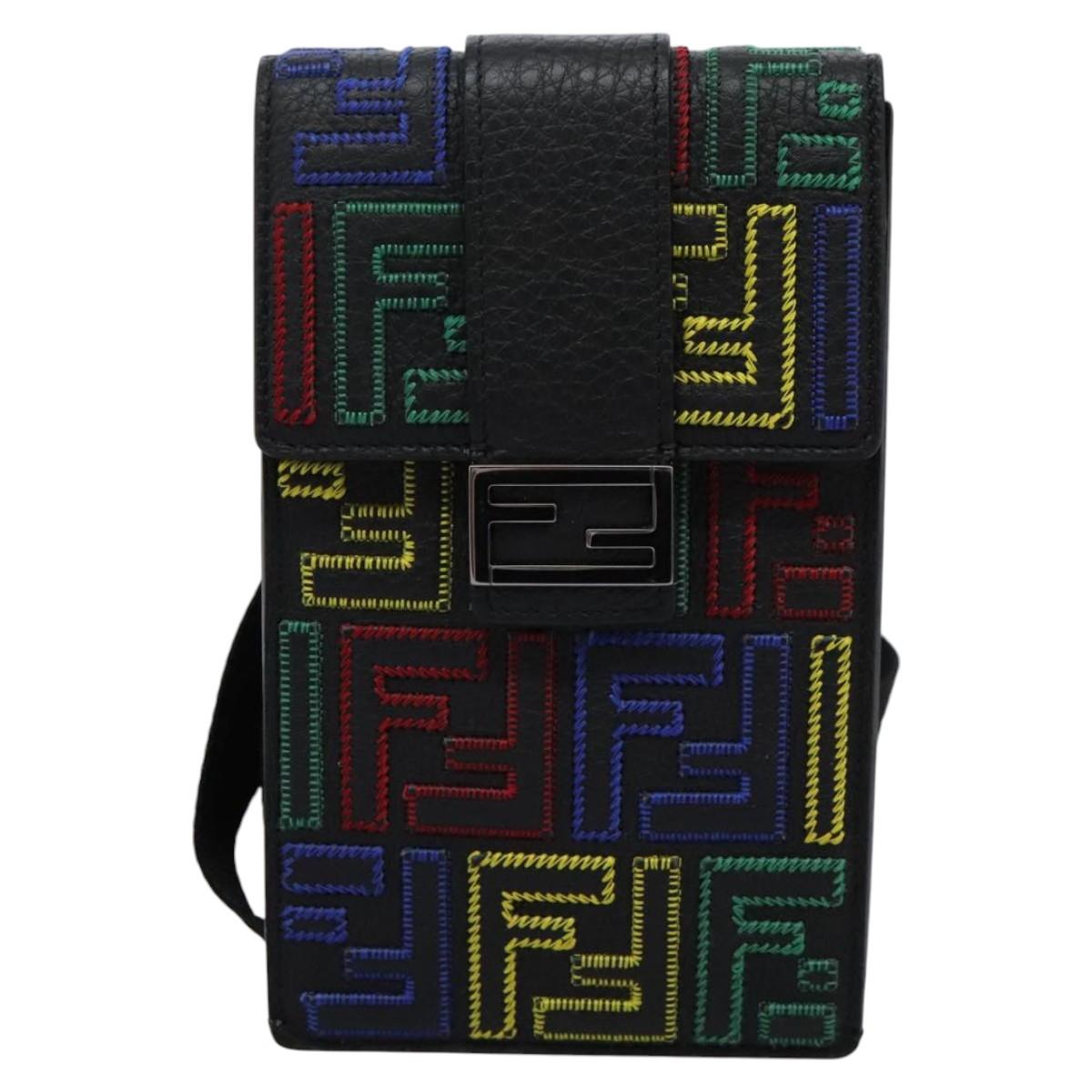FENDI Zucca Canvas Smartphone Pochette Pouch Black Auth 110673V