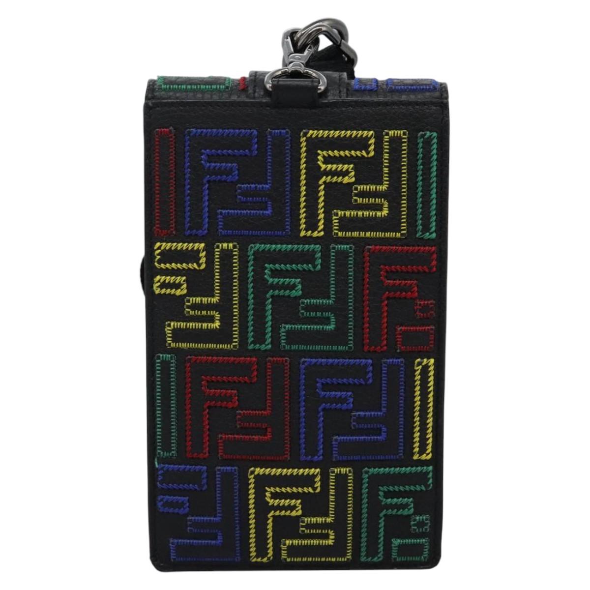 FENDI Zucca Canvas Smartphone Pochette Pouch Black Auth 110673V