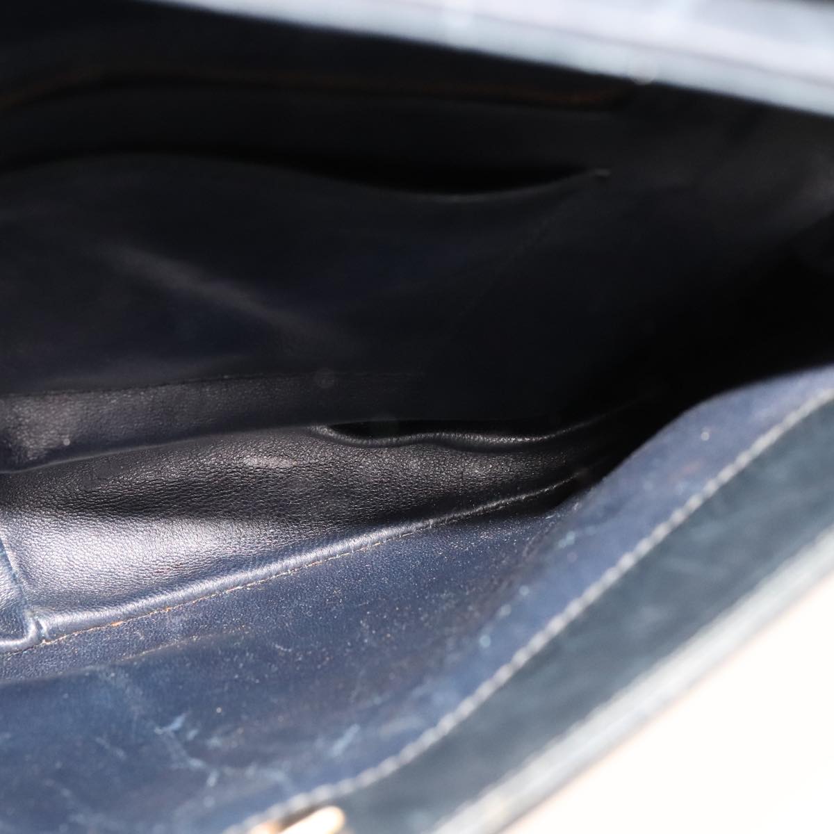 CELINE C Sulky Shoulder Bag Canvas Leather Navy Gold Auth 110681