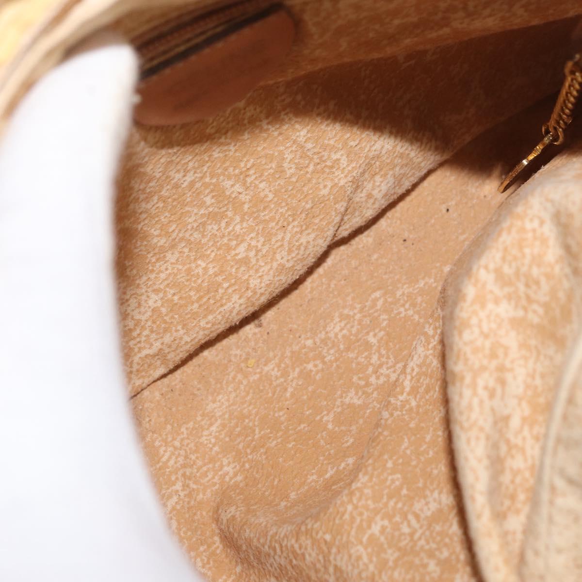 CELINE Macadam Canvas Shoulder Bag PVC Leather White Auth 110698