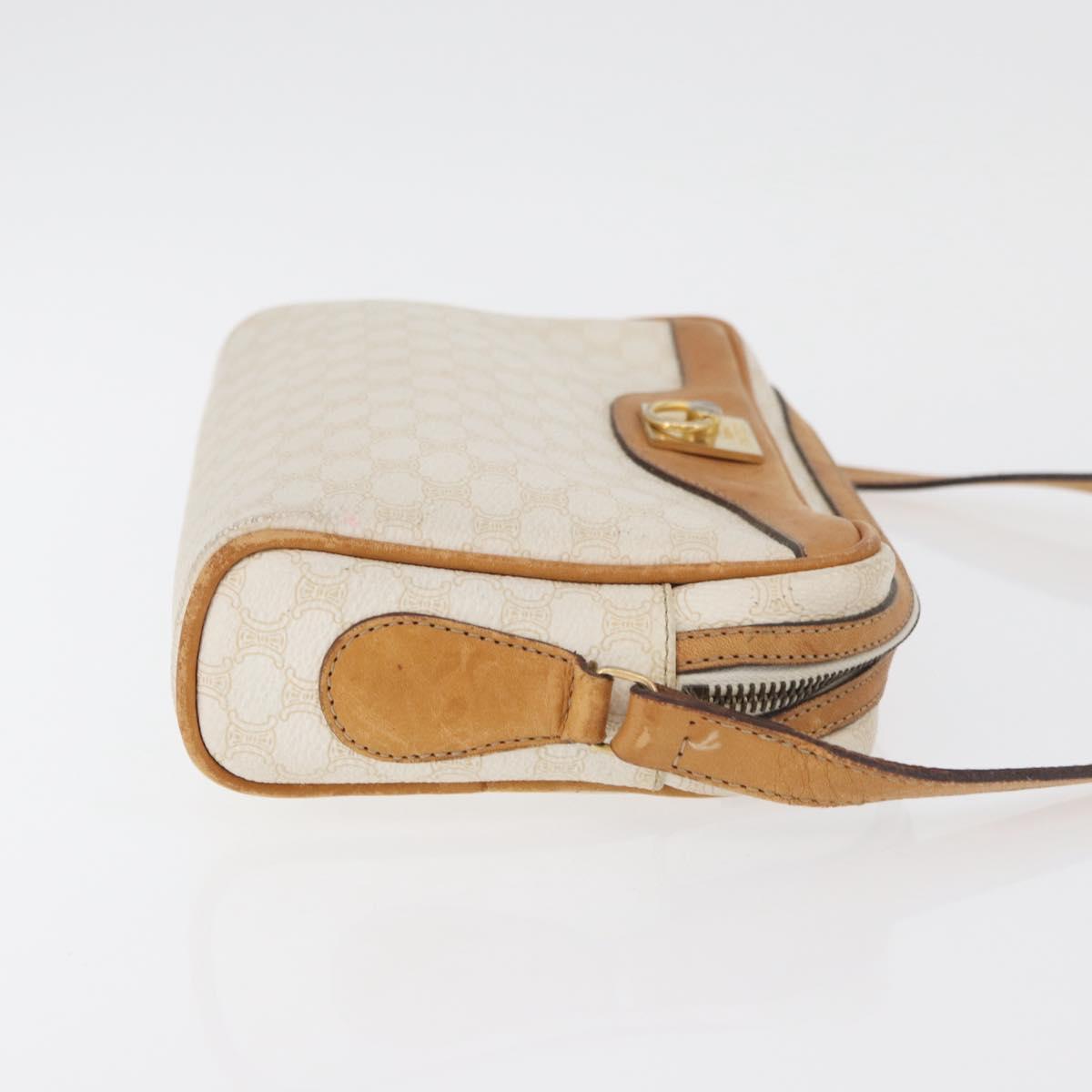 CELINE Macadam Canvas Shoulder Bag PVC Leather White Auth 110698