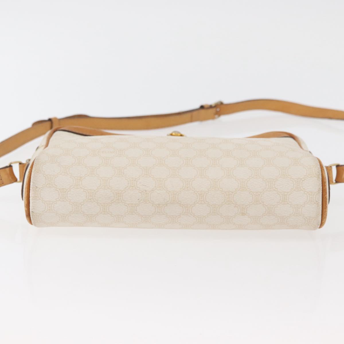 CELINE Macadam Canvas Shoulder Bag PVC Leather White Auth 110698