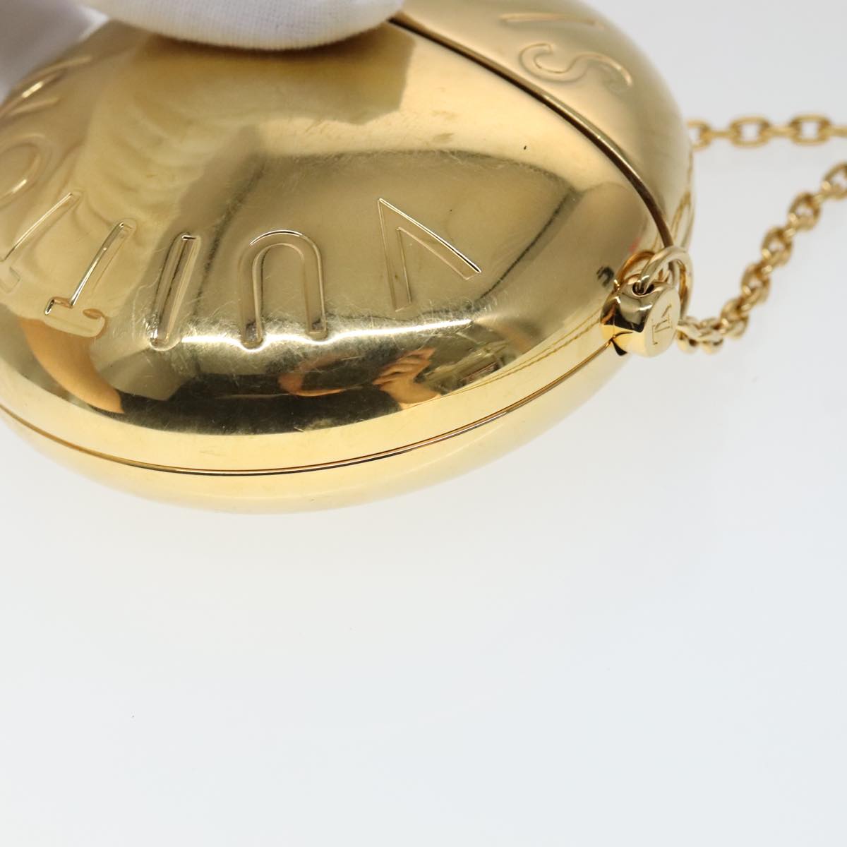 LOUIS VUITTON Air Pods case Pouch metal Gold M01316 LV Auth 110737