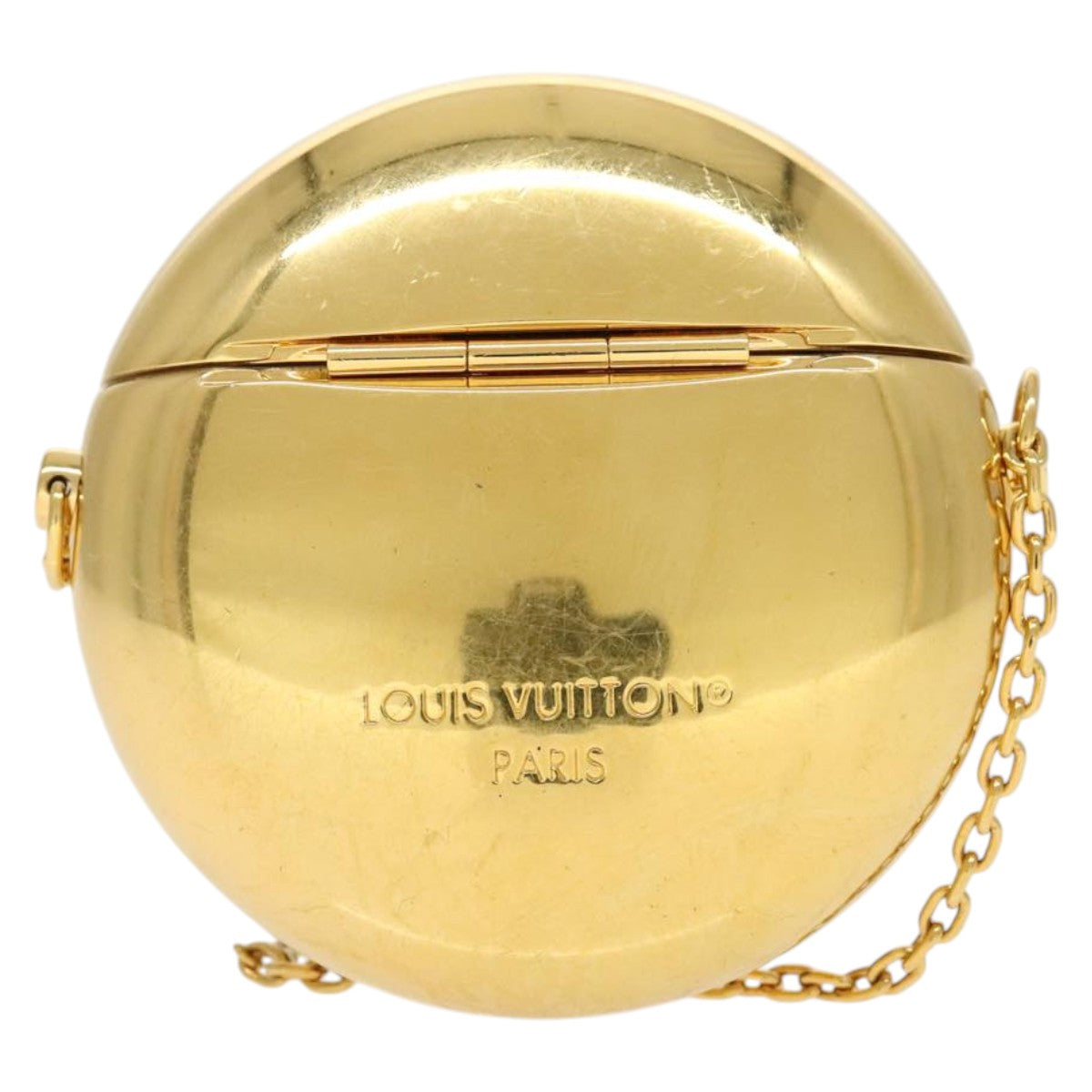 LOUIS VUITTON Air Pods case Pouch metal Gold M01316 LV Auth 110737