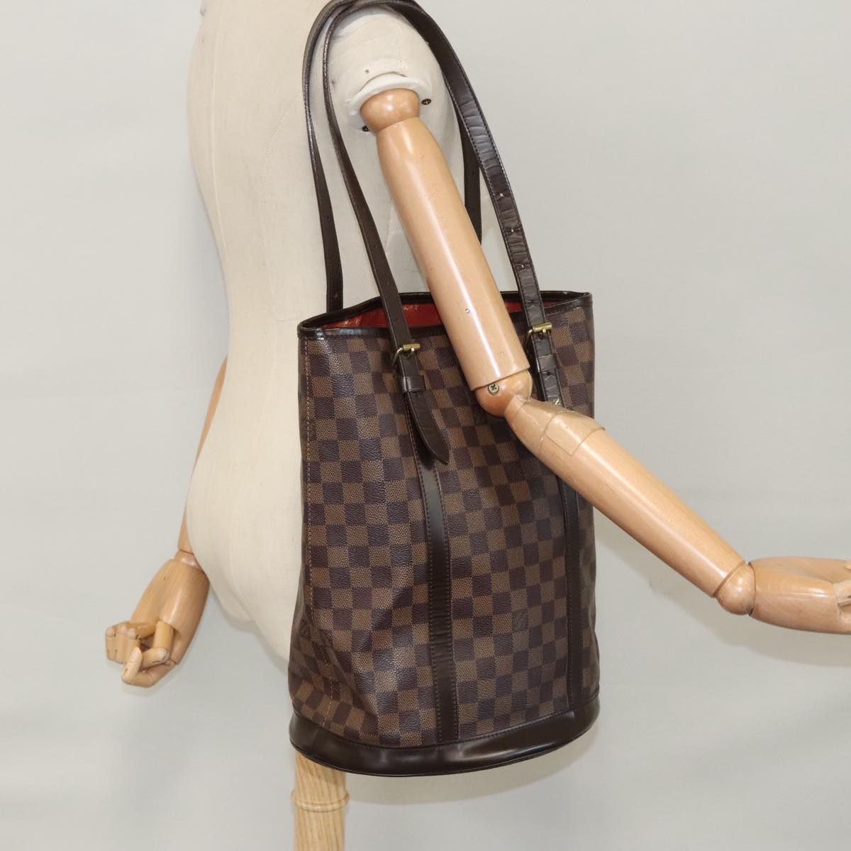 LOUIS VUITTON Damier Ebene Bucket GM Shoulder Bag SPO N42236 LV Auth 110759