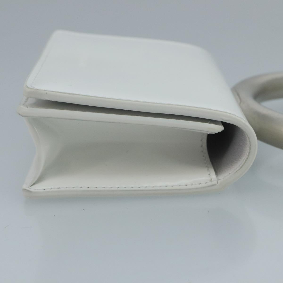 Salvatore Ferragamo hand Pouch Leather White Silver Auth 110793V