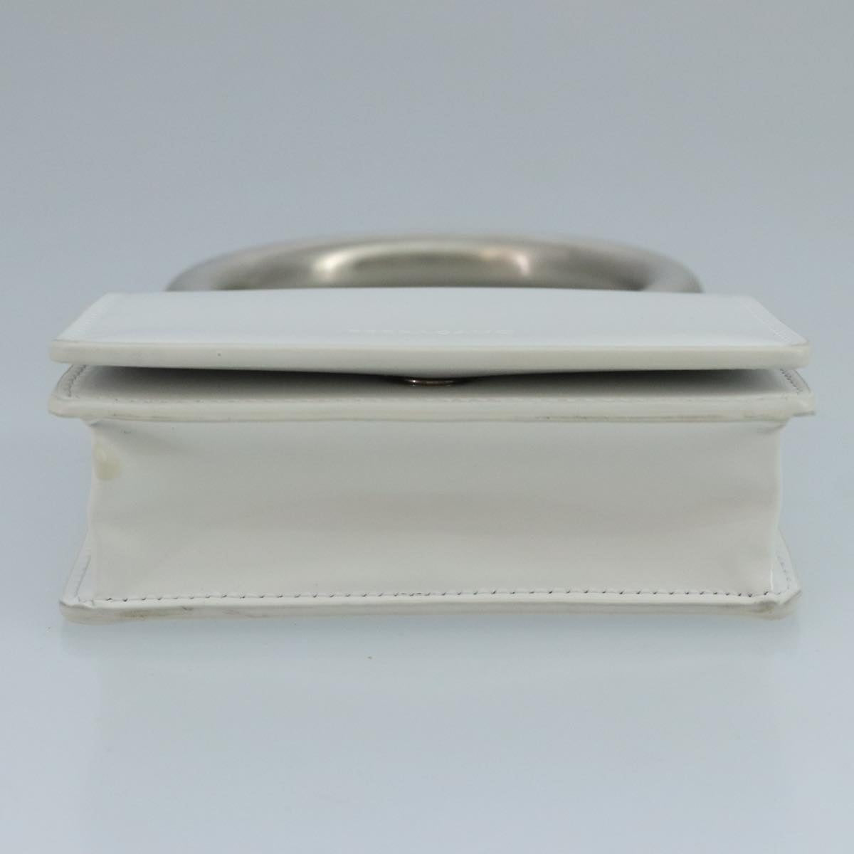 Salvatore Ferragamo hand Pouch Leather White Silver Auth 110793V