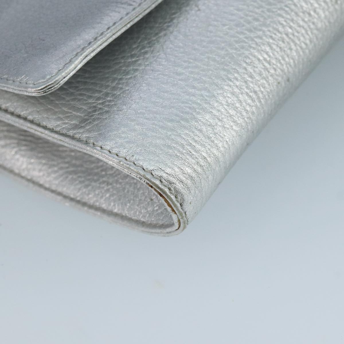 TIFFANY&Co. Chain Shoulder Bag Leather Silver Auth 110794