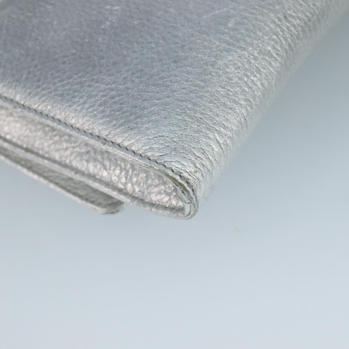 TIFFANY&Co. Chain Shoulder Bag Leather Silver Auth 110794