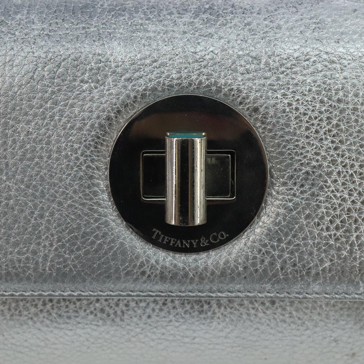 TIFFANY&Co. Chain Shoulder Bag Leather Silver Auth 110794