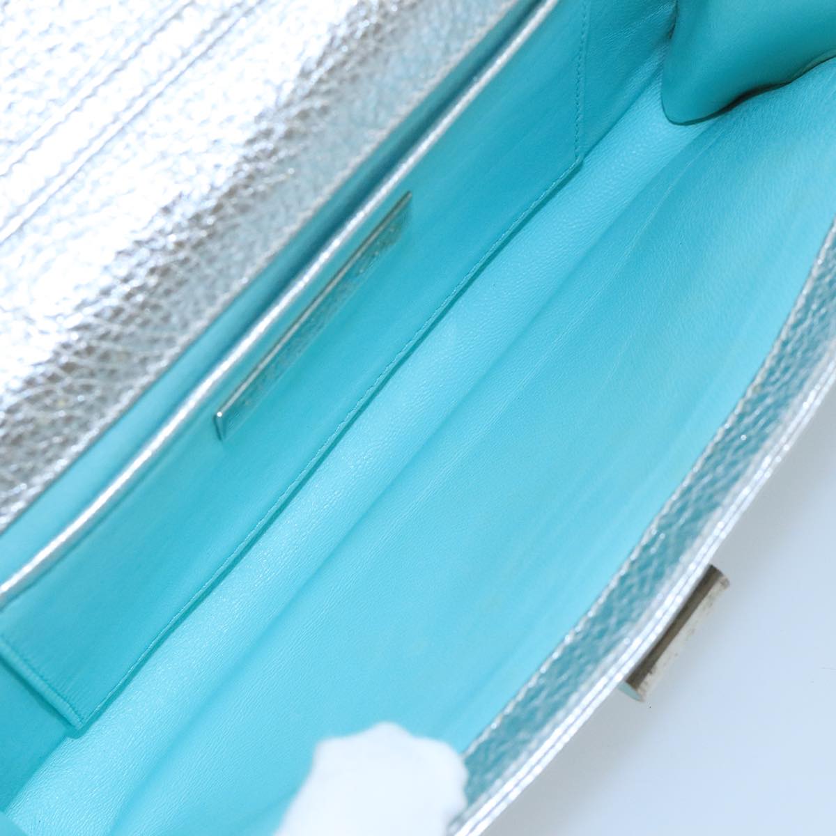 TIFFANY&Co. Chain Shoulder Bag Leather Silver Auth 110794