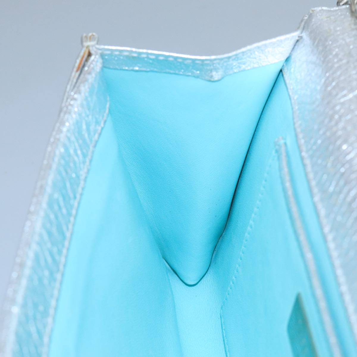 TIFFANY&Co. Chain Shoulder Bag Leather Silver Auth 110794