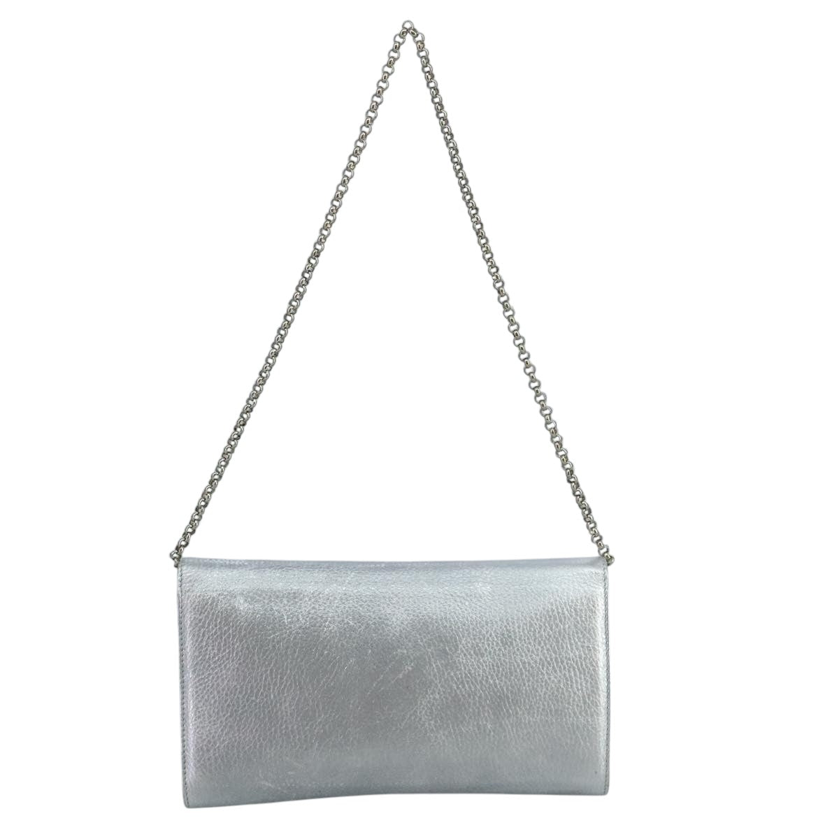 TIFFANY&Co. Chain Shoulder Bag Leather Silver Auth 110794