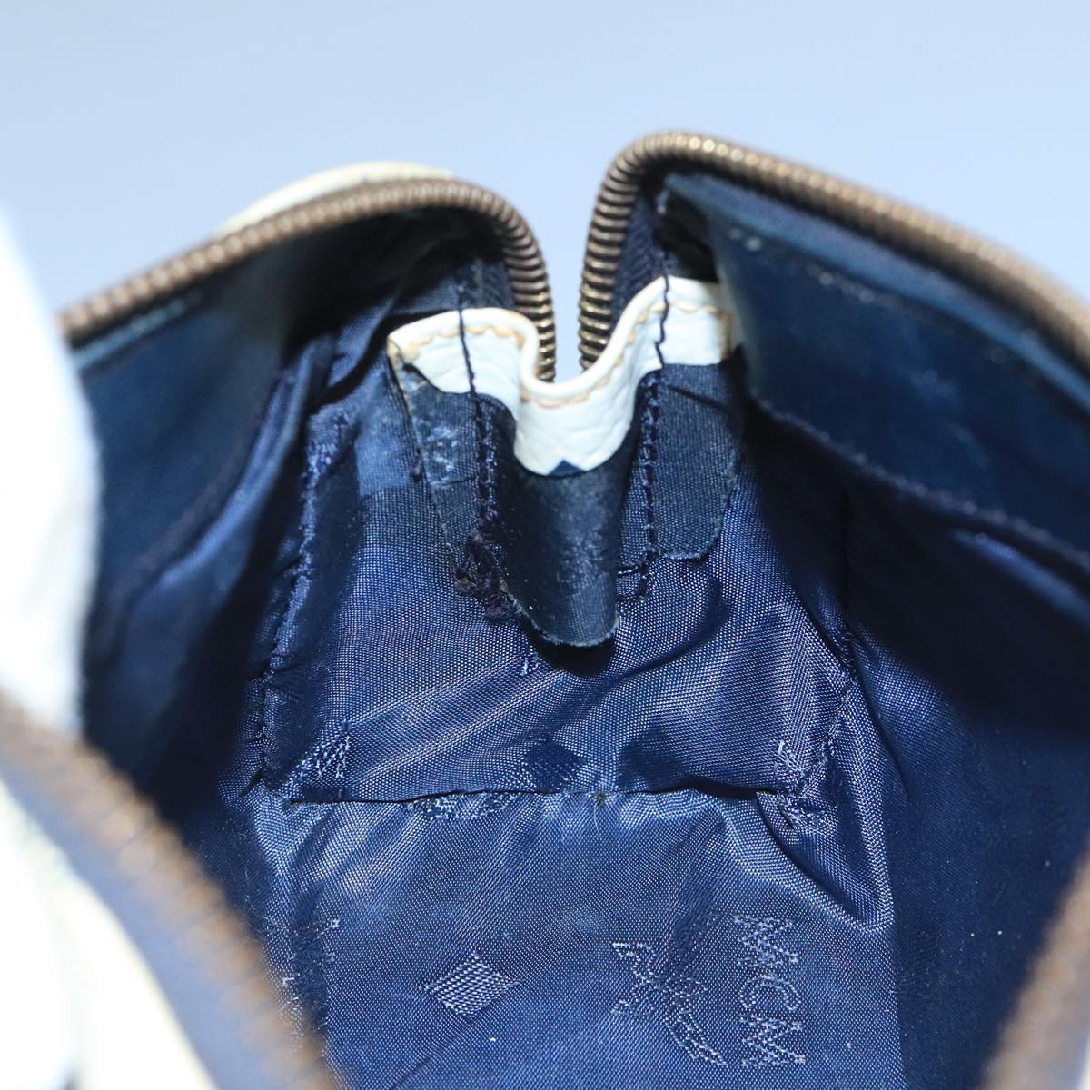 MCM Vicetos Logogram Hand Bag PVC Leather 2way White Navy gold Auth 110795