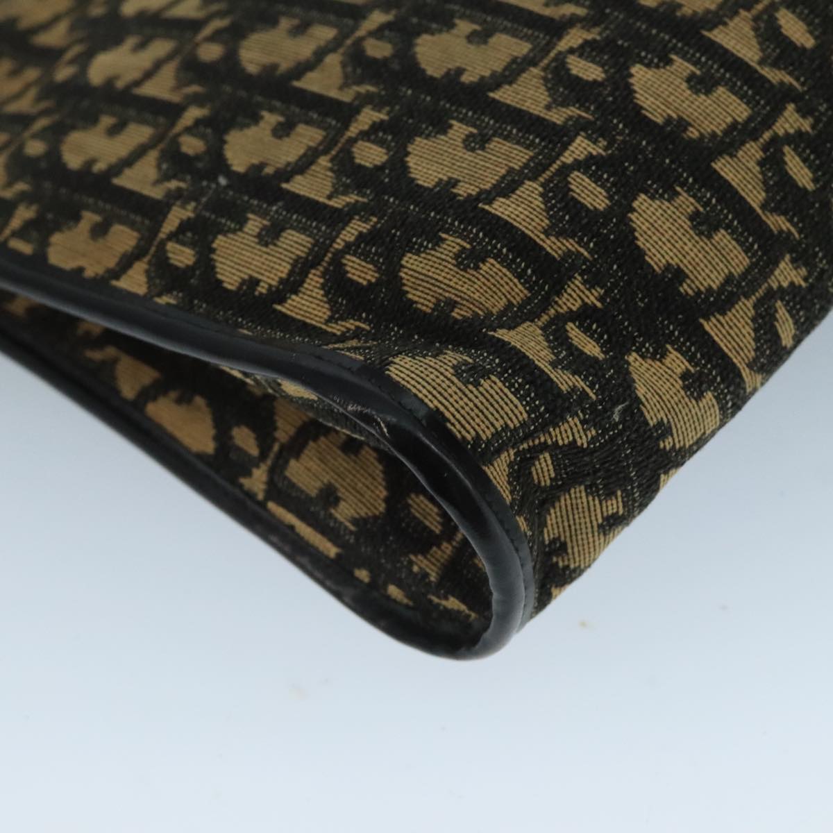 Christian Dior Trotter Canvas Shoulder Bag Navy Gold Auth 110806