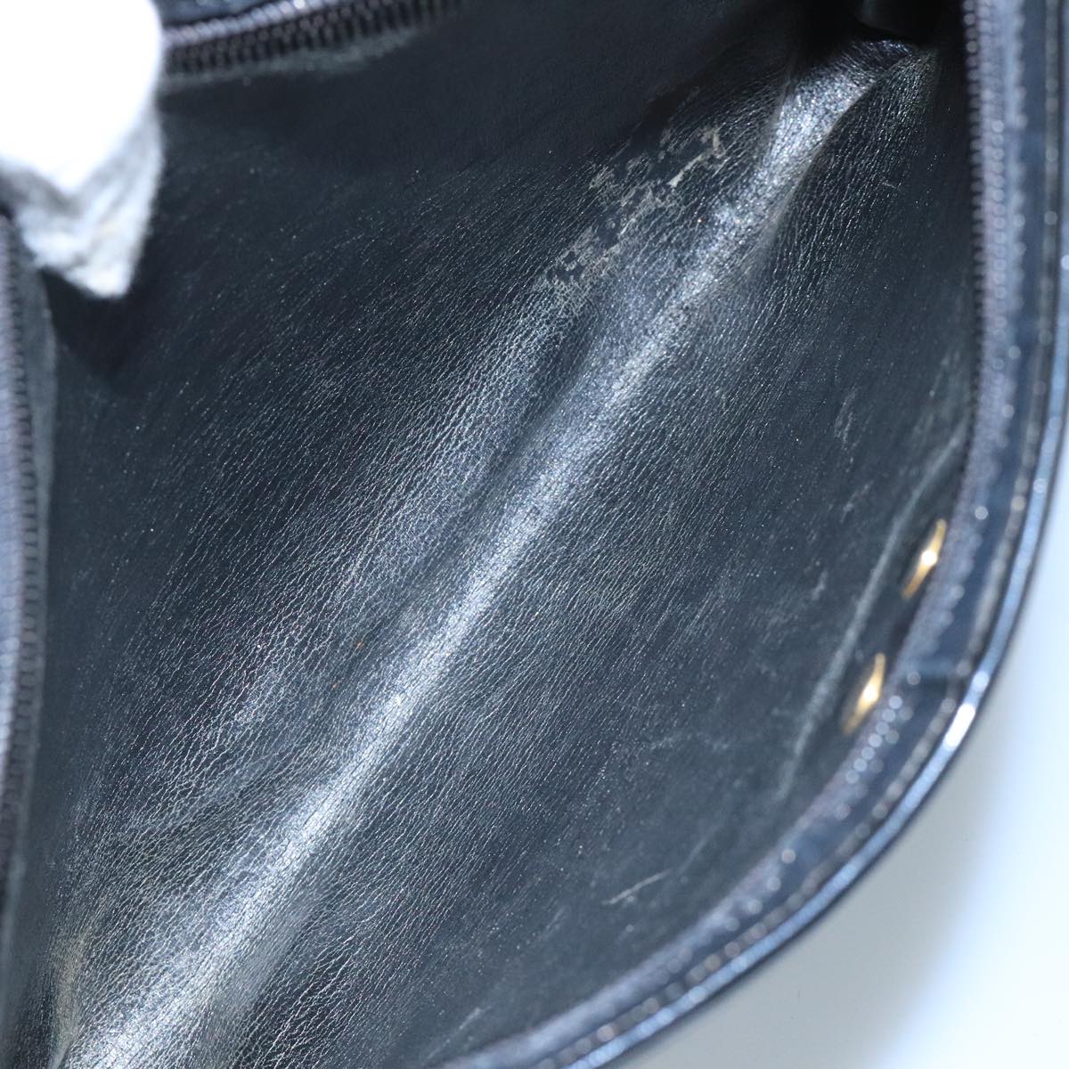 Christian Dior Trotter Canvas Shoulder Bag Navy Gold Auth 110806