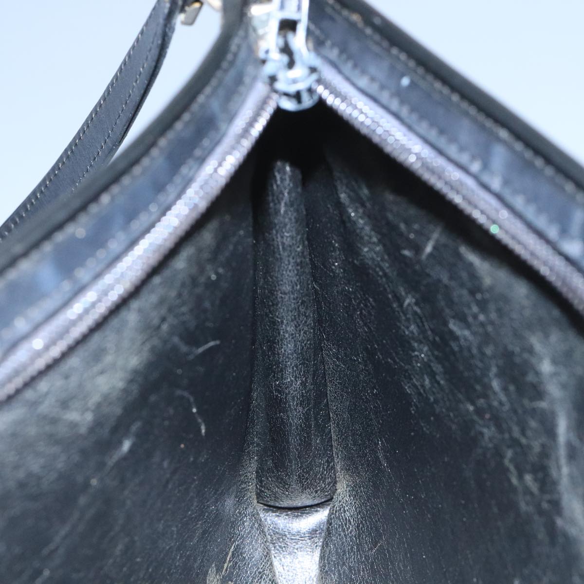 Christian Dior Trotter Canvas Shoulder Bag Navy Gold Auth 110806