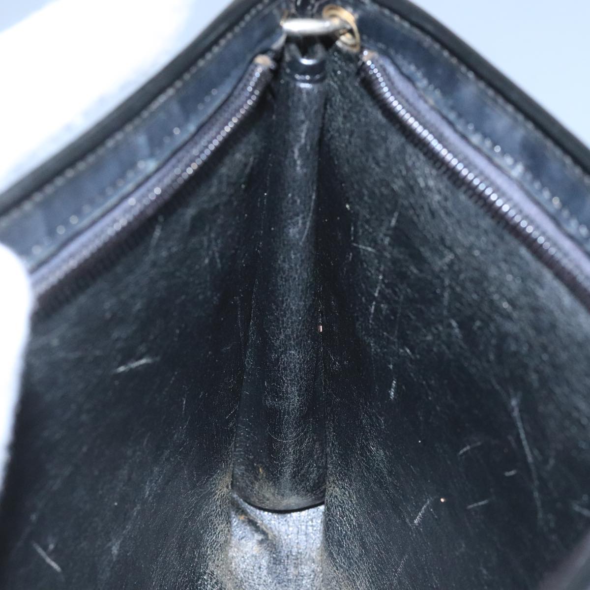 Christian Dior Trotter Canvas Shoulder Bag Navy Gold Auth 110806