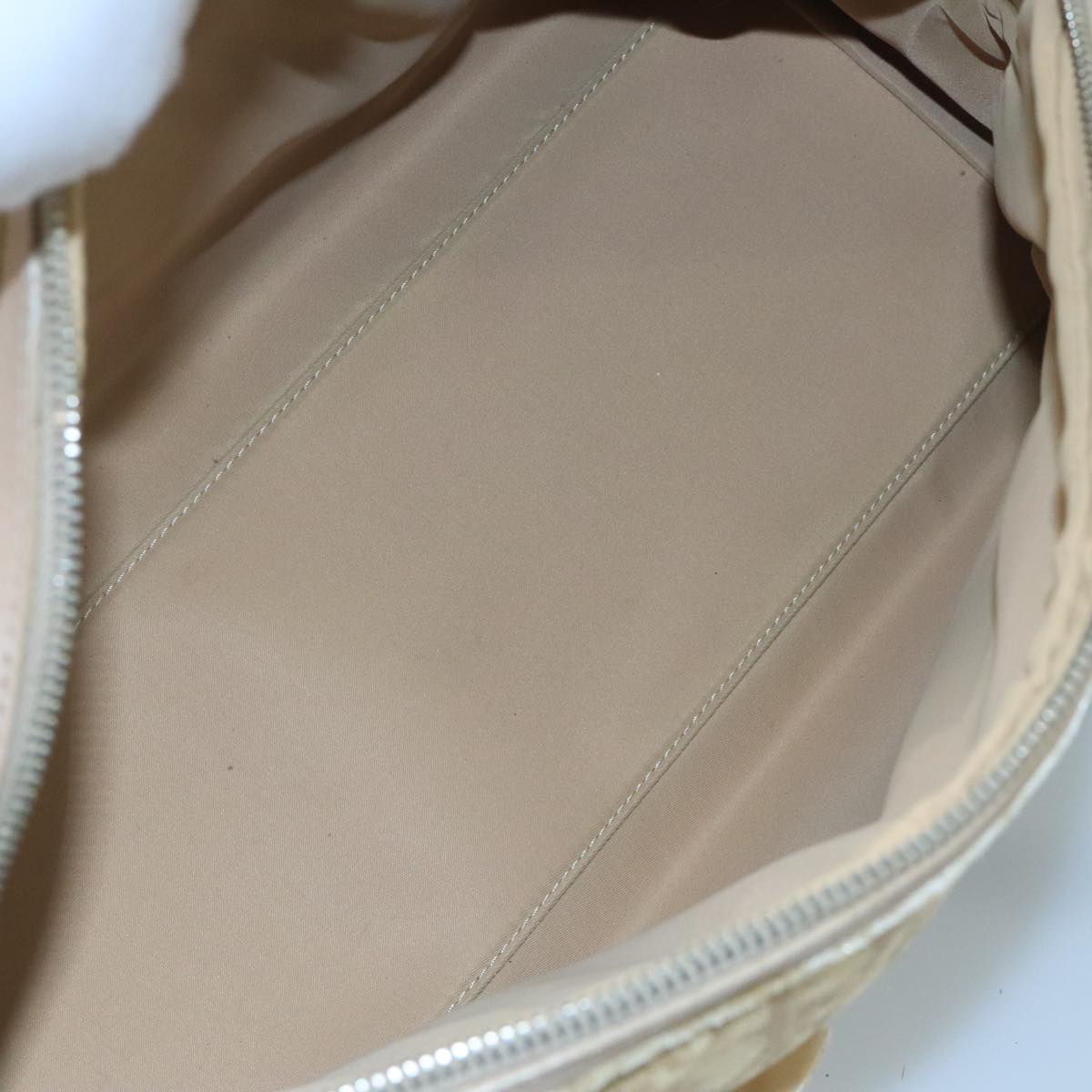 Christian Dior Trotter Canvas Trotter Rromantic Bag PVC Beige Silver Auth 110812