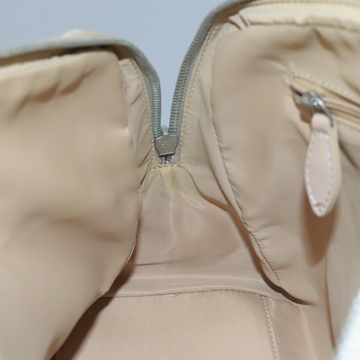 Christian Dior Trotter Canvas Trotter Rromantic Bag PVC Beige Silver Auth 110812