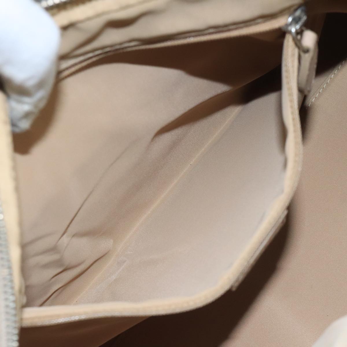 Christian Dior Trotter Canvas Trotter Rromantic Bag PVC Beige Silver Auth 110812