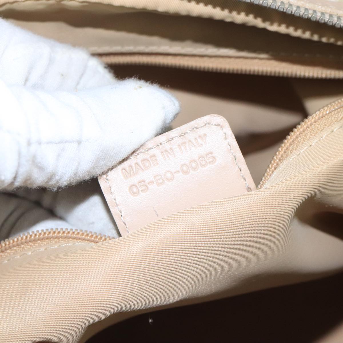Christian Dior Trotter Canvas Trotter Rromantic Bag PVC Beige Silver Auth 110812