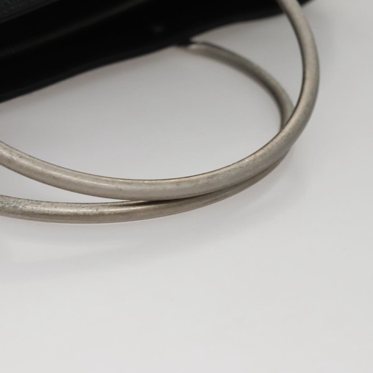 CHANEL Hand Bag Caviar Skin Black Silver CC Auth 110813