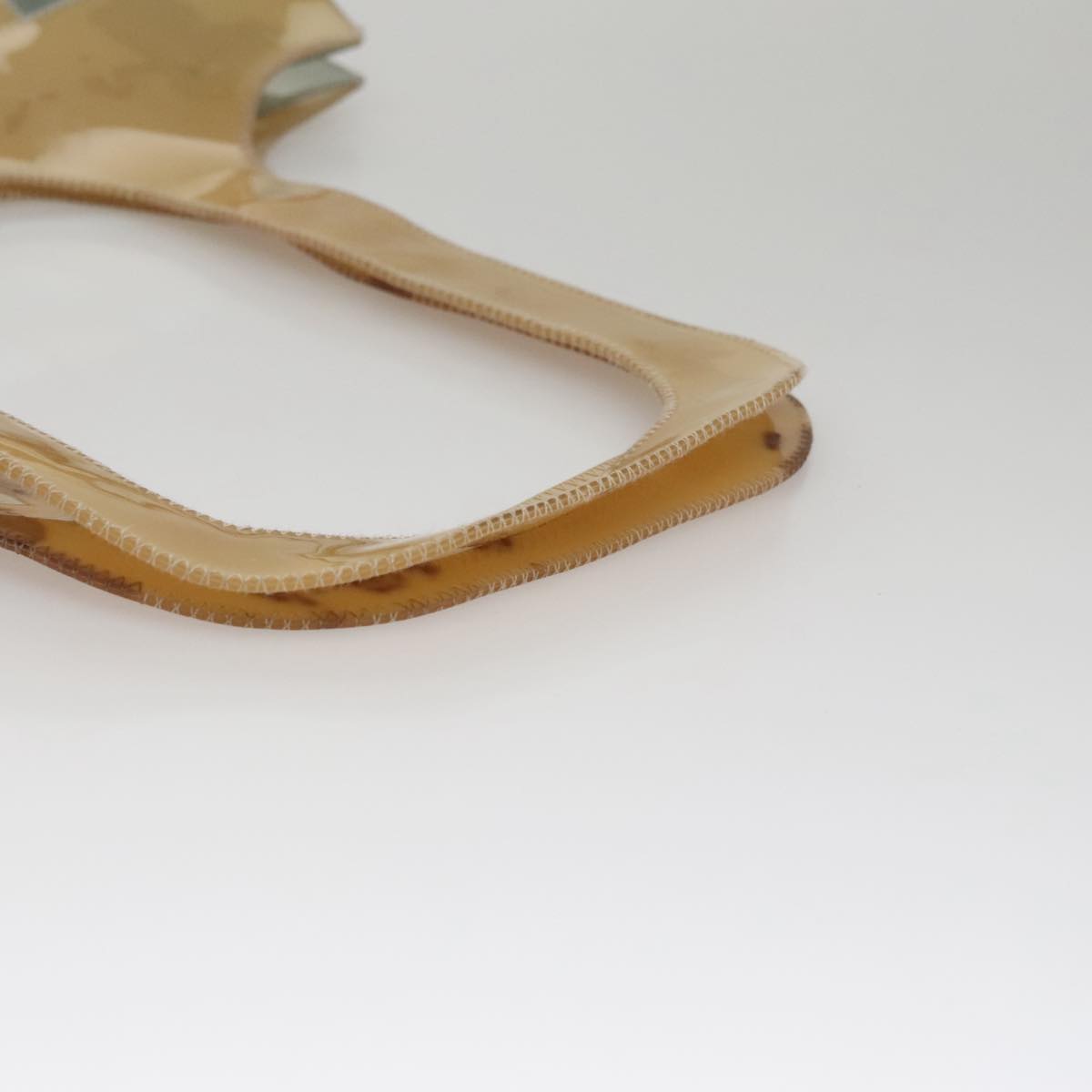 CHANEL Choco Bar Shoulder Bag Vinyl Beige Blue CC Auth 110818