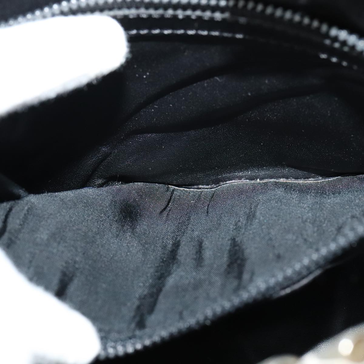 CELINE Chain Shoulder Bag Leather Black Gold Auth 110823