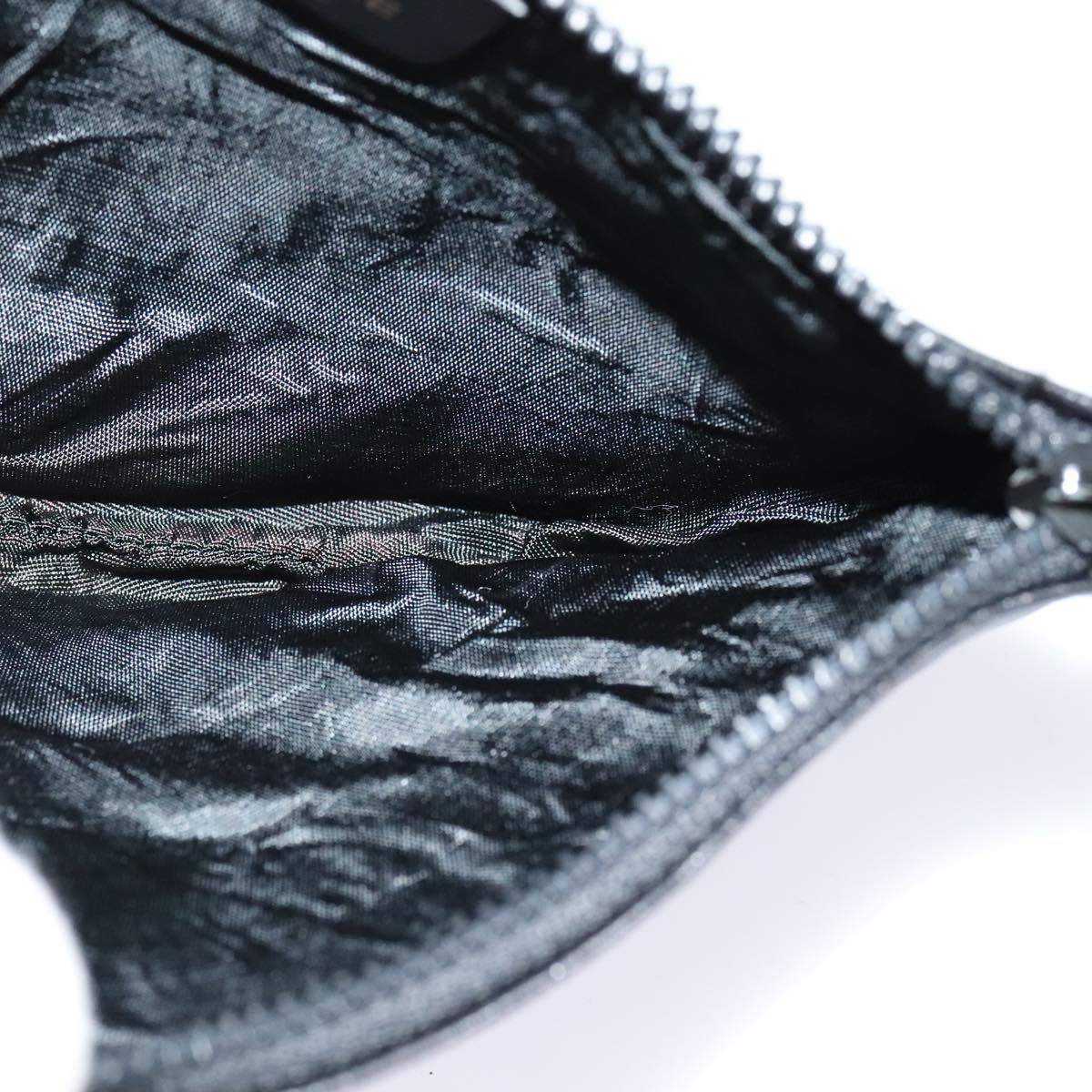 CELINE Chain Shoulder Bag Leather Black Gold Auth 110823