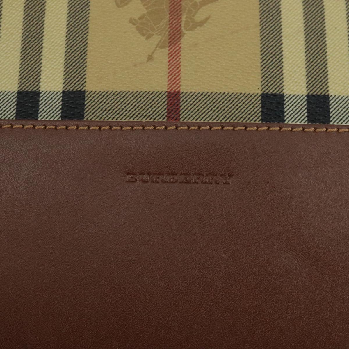 BURBERRY Nova Check Shoulder Bag PVC Beige Brown gold Auth 110832