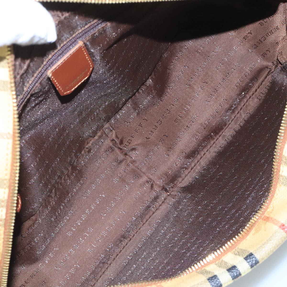 BURBERRY Nova Check Shoulder Bag PVC Beige Brown gold Auth 110832