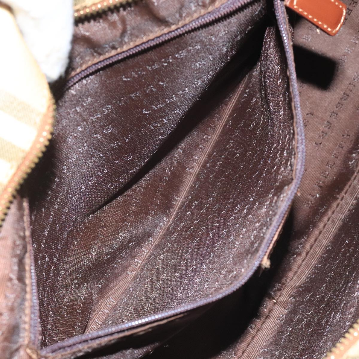 BURBERRY Nova Check Shoulder Bag PVC Beige Brown gold Auth 110832