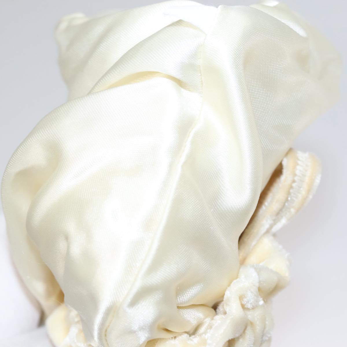 PRADA Accessory Pouch Velor Cream Auth 110839