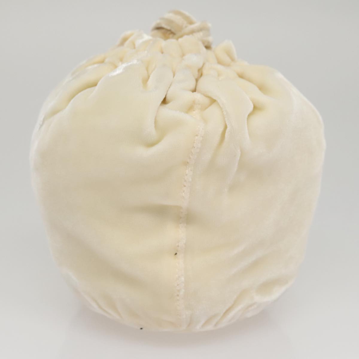 PRADA Accessory Pouch Velor Cream Auth 110839